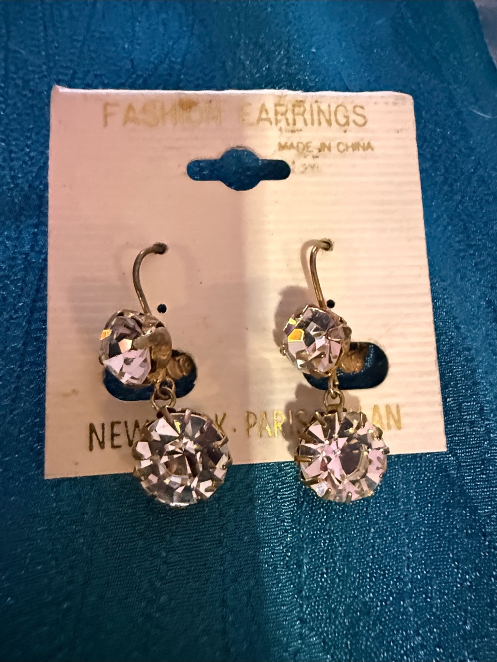 Crystal Drop Dangle Earrings - Gold Tone